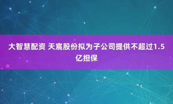 大智慧配资 天宸股份拟为子公司提供不超过1.5亿担保