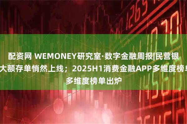 配资网 WEMONEY研究室·数字金融周报|民营银行2%大额存单悄然上线；2025H1消费金融APP多维度榜单出炉