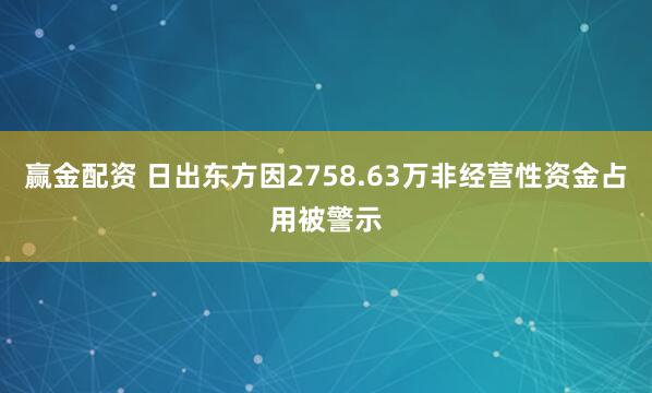 赢金配资 日出东方因2758.63万非经营性资金占用被警示